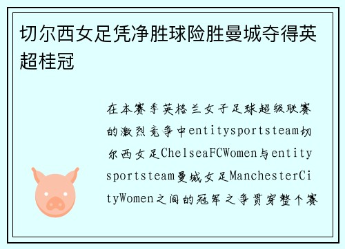 切尔西女足凭净胜球险胜曼城夺得英超桂冠